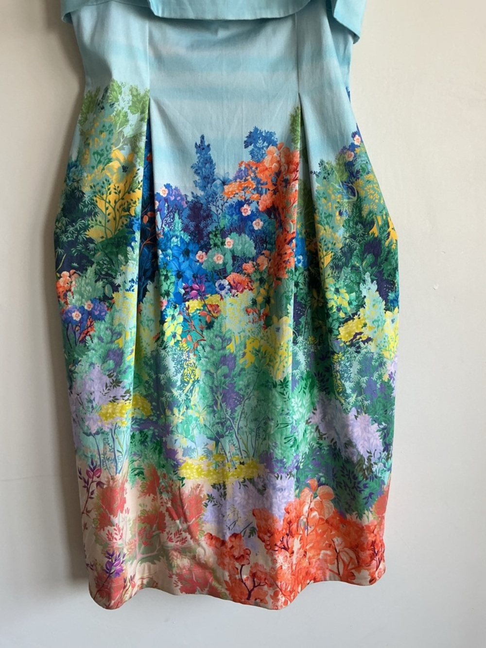 Anthropologie Landscape Floral Midi Dress Blue Fit & Flare Garden Artsy Size S - Picture 6 of 11